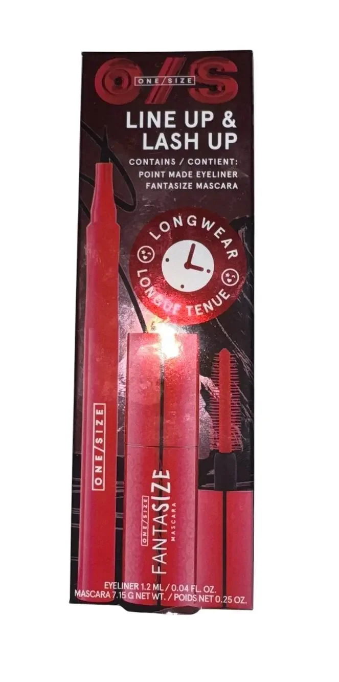One Size Line Up and Lash Up Mascara & Liquid Eyeliner Set Travel Size Black New